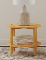 Camillo Round Solid Wood Side End Table Maple Brown - Tampa Furniture Outlet
