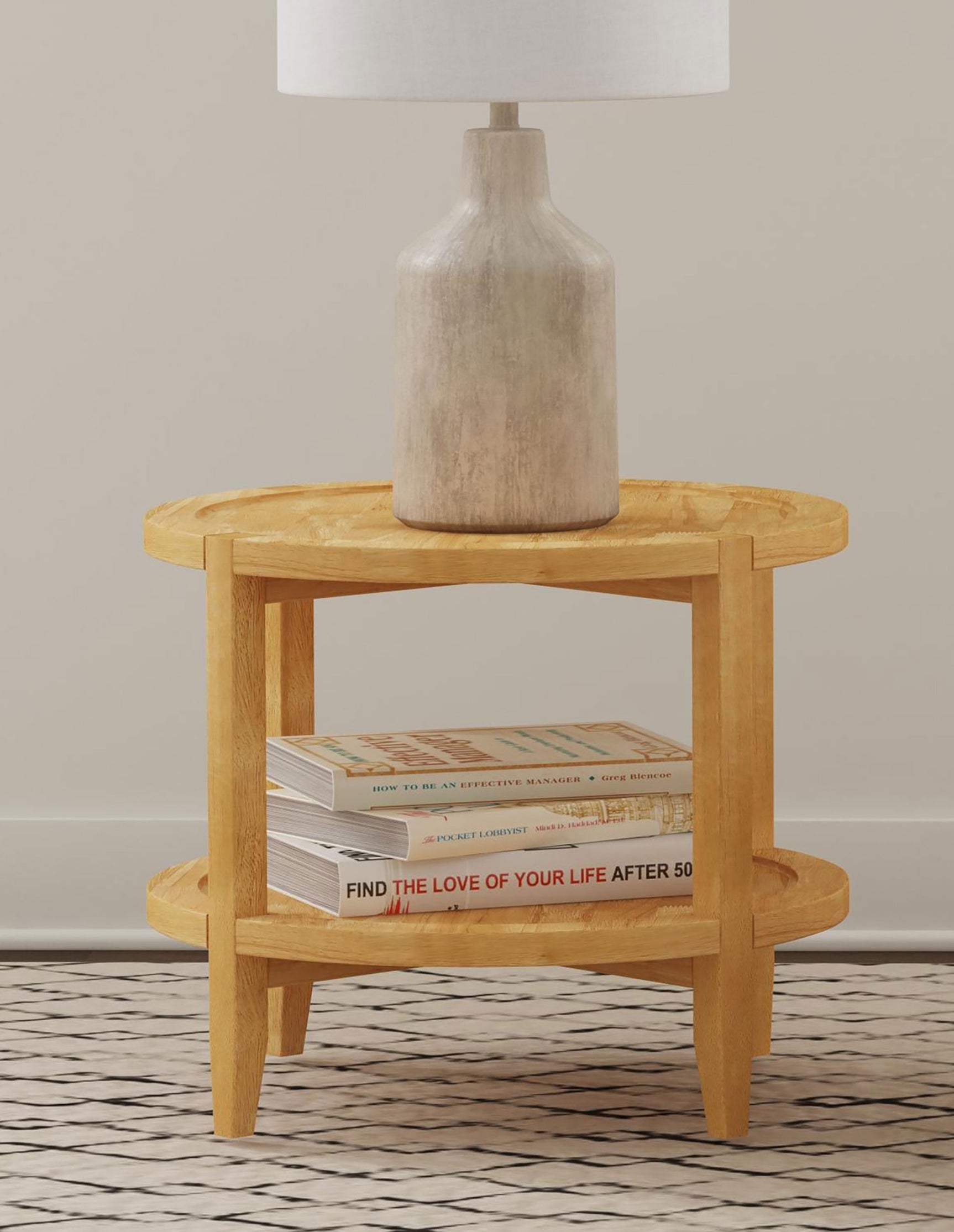 Camillo Round Solid Wood Side End Table Maple Brown - Tampa Furniture Outlet