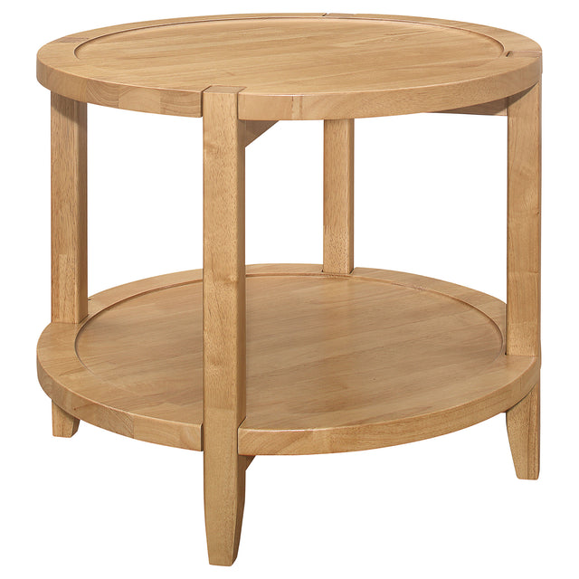 Tampa Furniture Outlet - Coaster - Camillo Round Solid Wood Side End Table Maple Brown - 709697