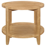 Camillo Round Solid Wood Side End Table Maple Brown - Tampa Furniture Outlet