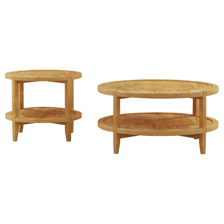 Camillo 2-piece Round Coffee and End Table Set Maple - Tampa Furniture Outlet