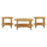 Camillo 3-piece Round Coffee and End Table Set Maple - Tampa Furniture Outlet