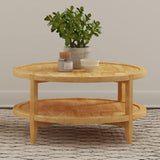 Camillo Round Solid Wood Coffee Table Maple Brown - Tampa Furniture Outlet