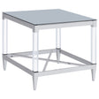 Tampa Furniture Outlet - Coaster - Lindley Square Tempered Mirror Acrylic Side End Table Chrome - 709727