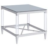 Tampa Furniture Outlet - Coaster - Lindley Square Tempered Mirror Acrylic Side End Table Chrome - 709727
