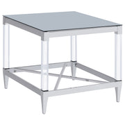 Tampa Furniture Outlet - Coaster - Lindley Square Tempered Mirror Acrylic Side End Table Chrome - 709727