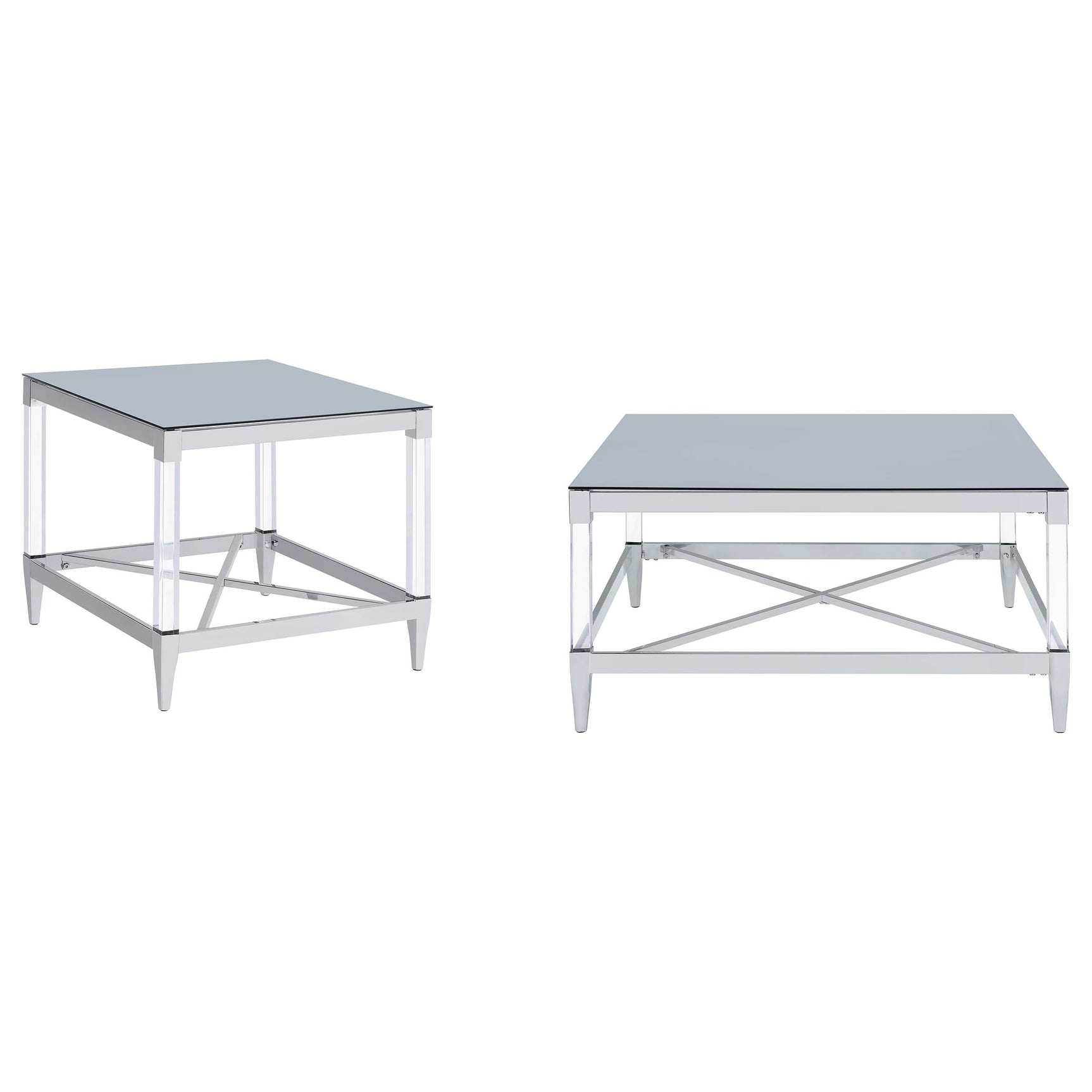 Lindley 2-piece Square Coffee and End Table Set Chrome - Tampa Furniture Outlet
