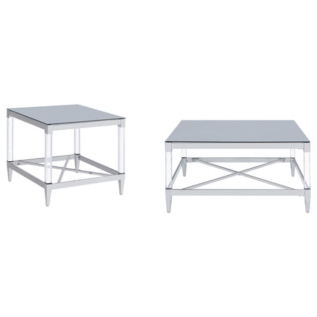 Lindley 2-piece Square Coffee and End Table Set Chrome - Tampa Furniture Outlet