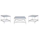 Lindley 3-piece Square Coffee and End Table Set Chrome - Tampa Furniture Outlet