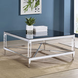 Lindley Square Tempered Mirror Acrylic Coffee Table Chrome - Tampa Furniture Outlet