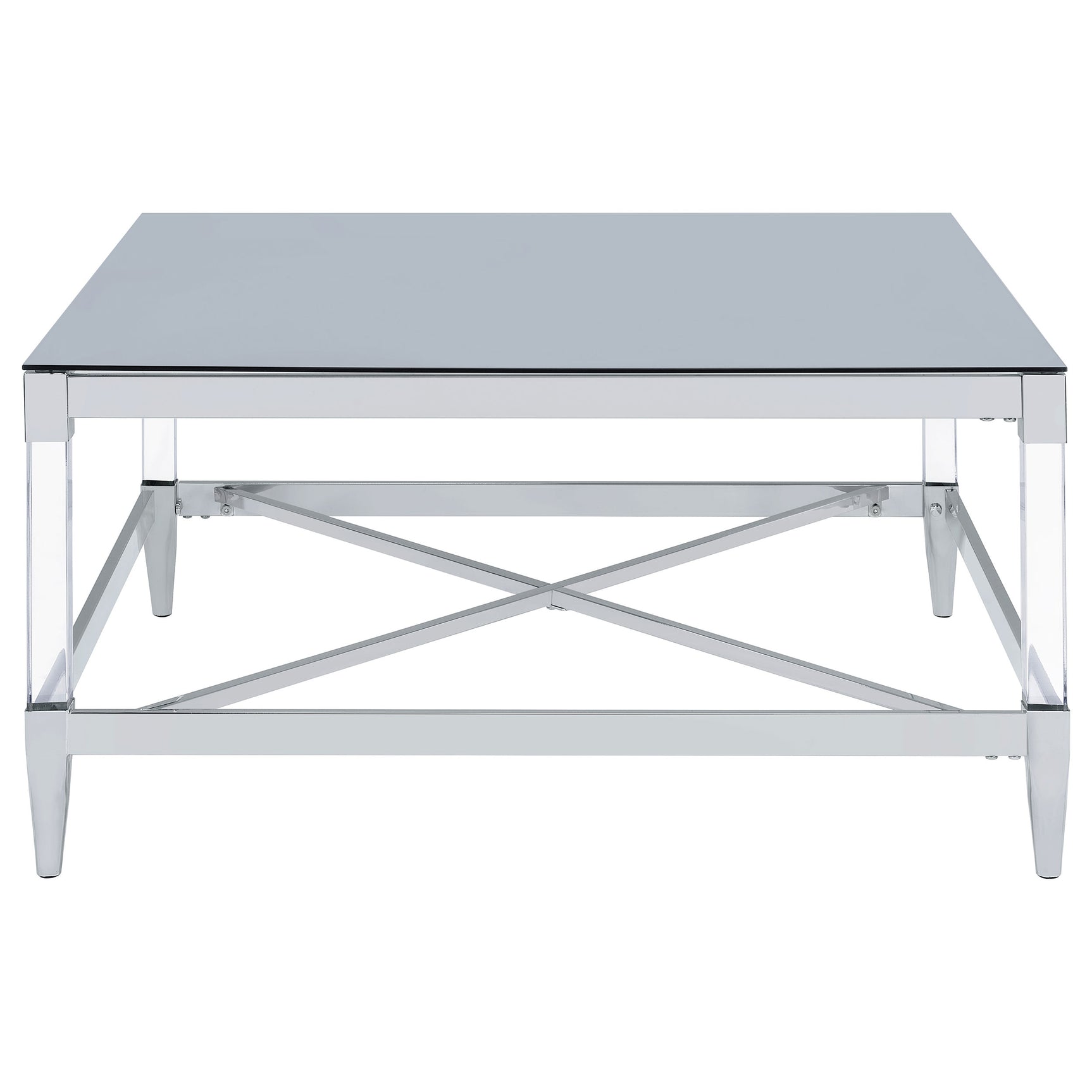 Lindley Square Tempered Mirror Acrylic Coffee Table Chrome - Tampa Furniture Outlet