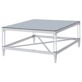 Lindley Square Tempered Mirror Acrylic Coffee Table Chrome - Tampa Furniture Outlet