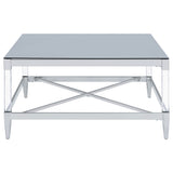 Lindley Square Tempered Mirror Acrylic Coffee Table Chrome - Tampa Furniture Outlet