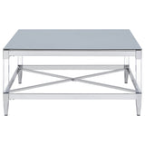 Lindley Square Tempered Mirror Acrylic Coffee Table Chrome - Tampa Furniture Outlet
