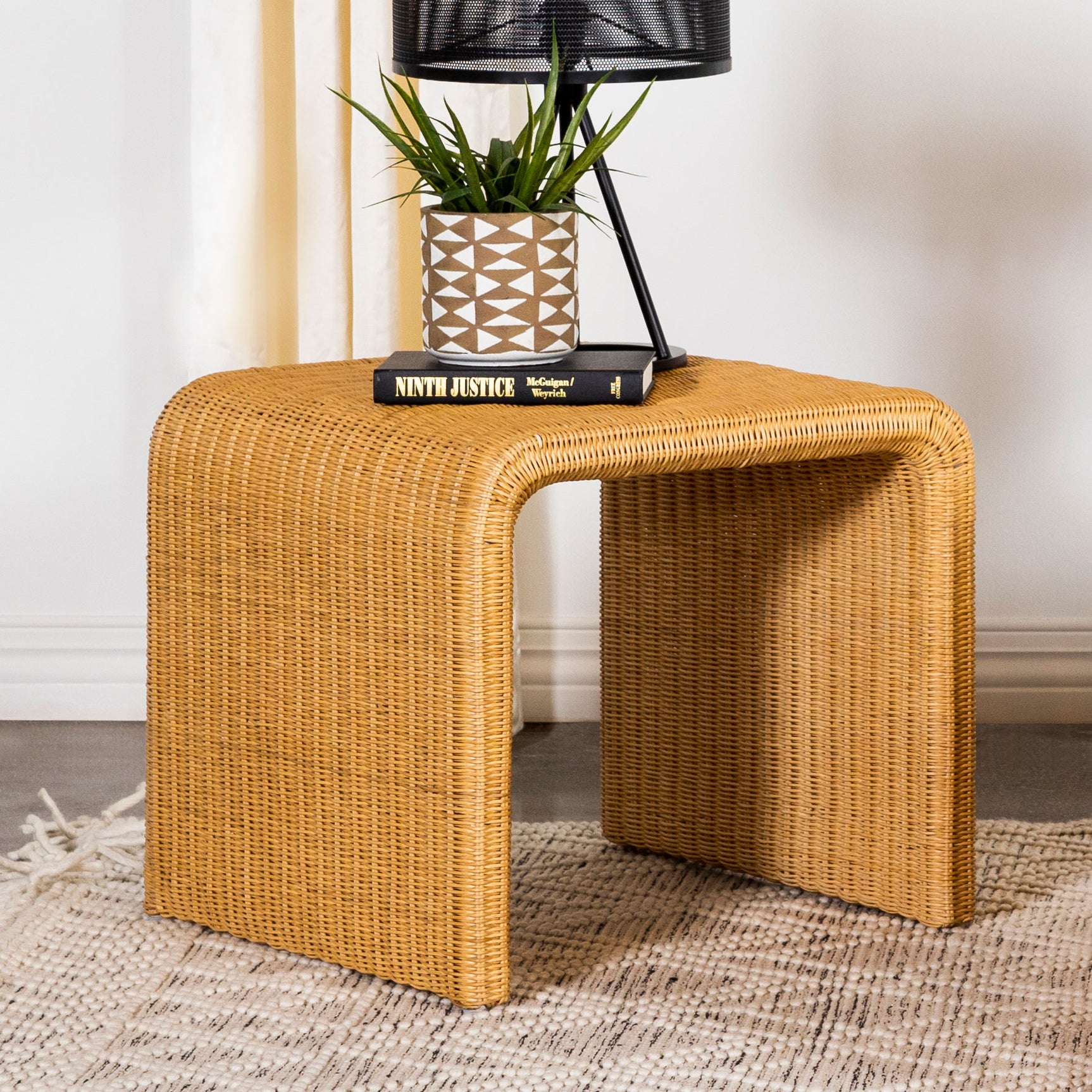 Cahya Square Woven Rattan End Table Natural - Tampa Furniture Outlet