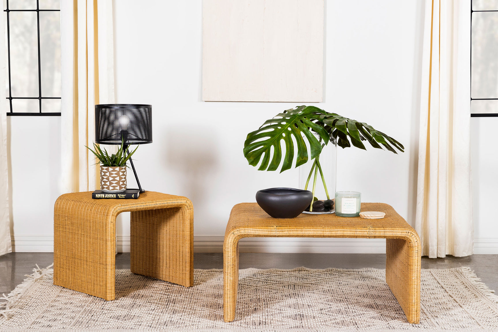 Cahya Square Woven Rattan End Table Natural - Tampa Furniture Outlet