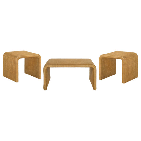 Cahya 3-piece Rattan Coffee and End Table Set Natural - Tampa Furniture Outlet