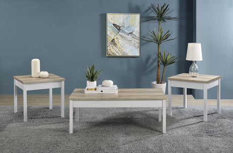 Tampa Furniture Outlet - Coaster - Stacie 3-piece Coffee Table Set Distressed Pine and White - 709950