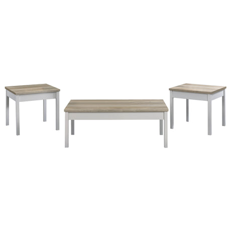 Stacie 3-piece Coffee Table Set Distressed Pine and White - Tampa Furniture Outlet
