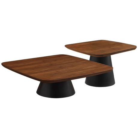 Eason 2-piece Coffee Table Set Walnut and Black - Tampa Furniture Outlet