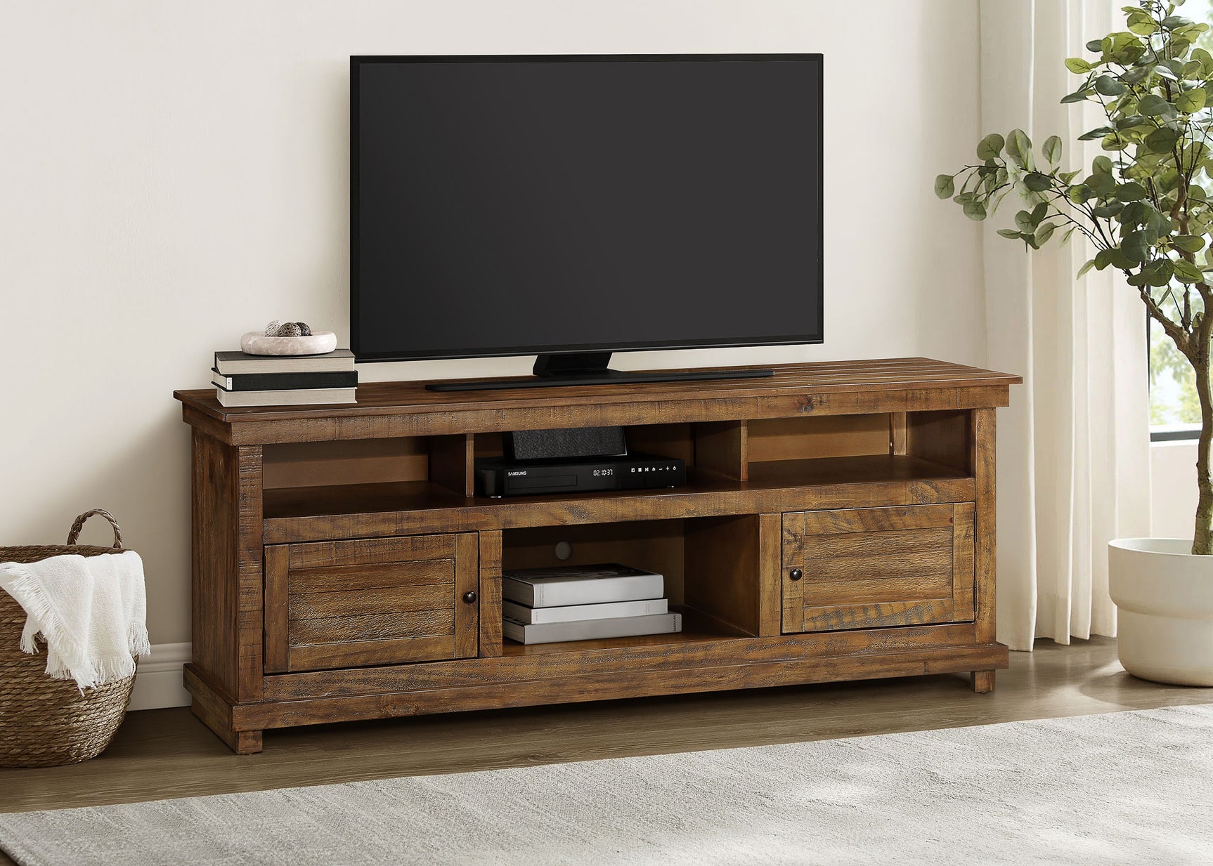 Payne 70-inch TV Stand Media Console Distressed Brown - Tampa Furniture Outlet