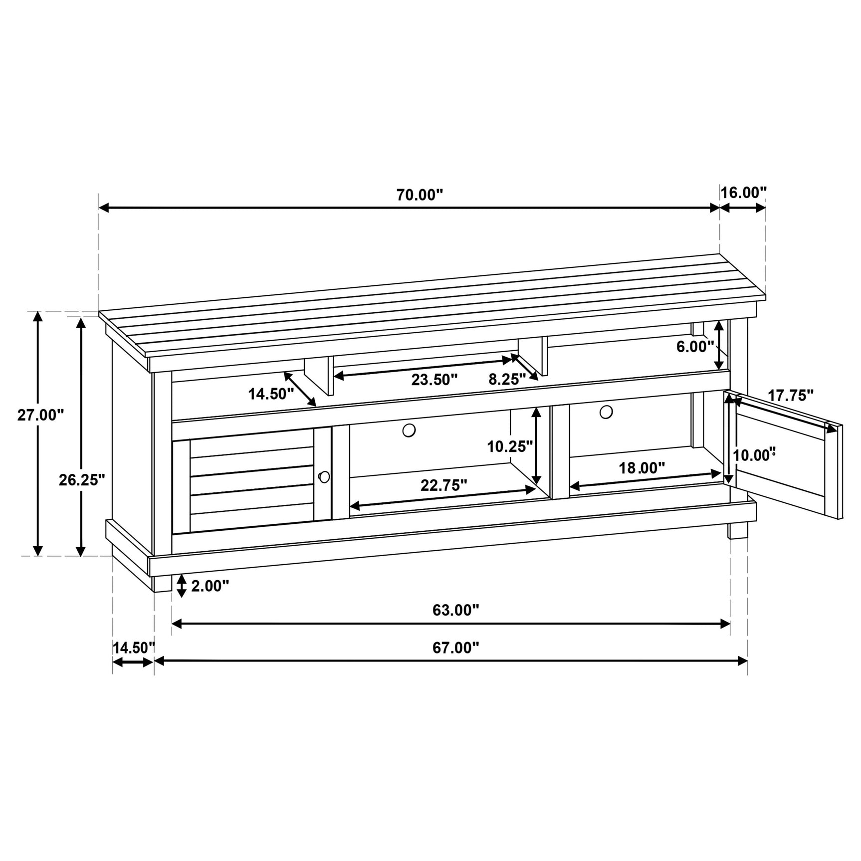 Payne 70-inch TV Stand Media Console Distressed Brown - Tampa Furniture Outlet