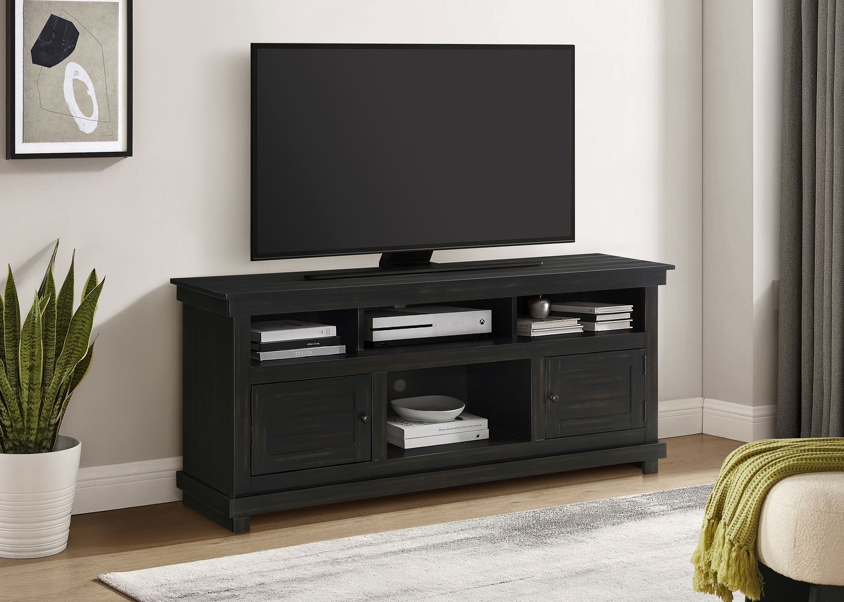 Payne 60-inch TV Stand Media Console Distressed Java - Tampa Furniture Outlet