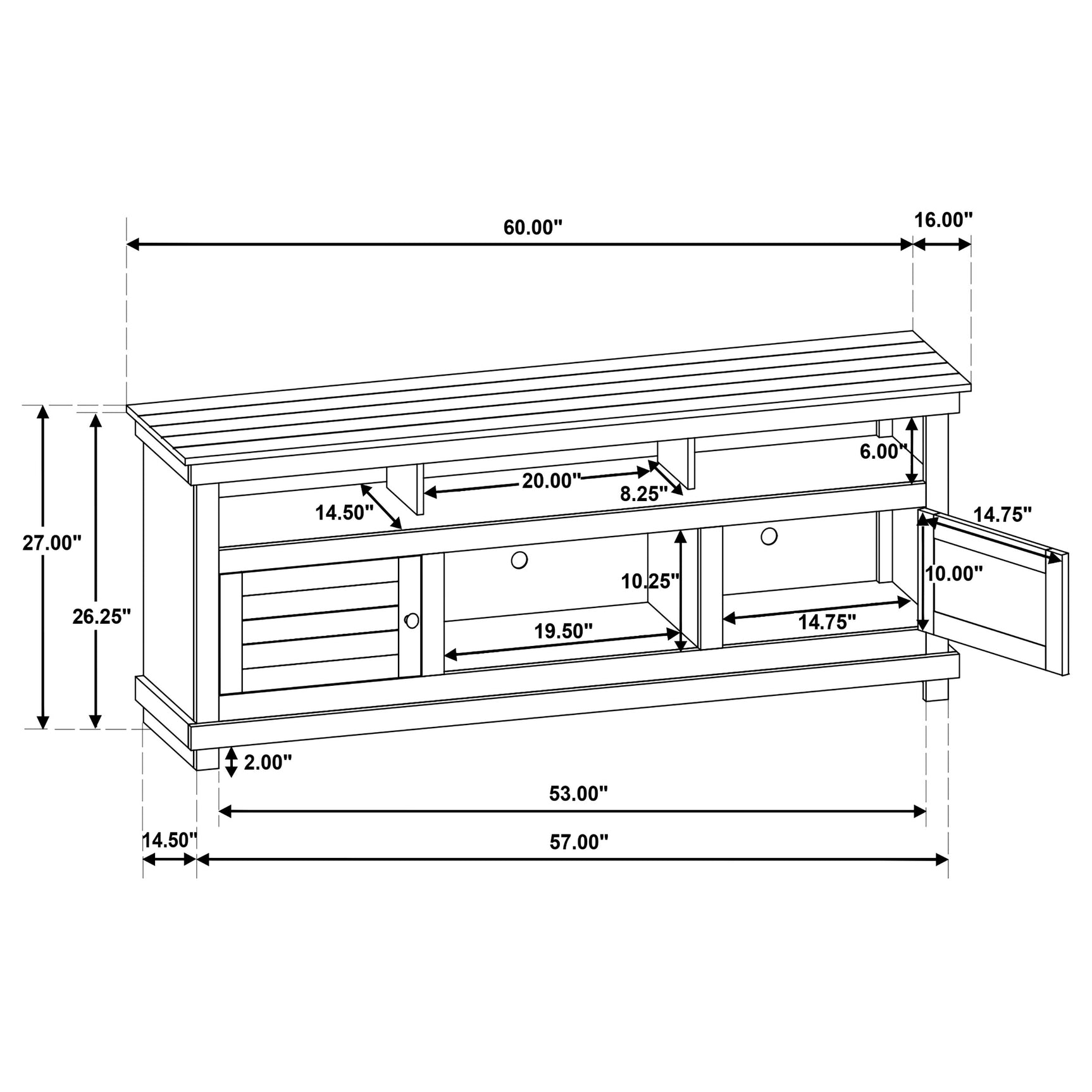 Payne 60-inch TV Stand Media Console Distressed Java - Tampa Furniture Outlet