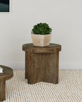 Kinkaid Round Solid Mango Wood End Table Brown - Tampa Furniture Outlet