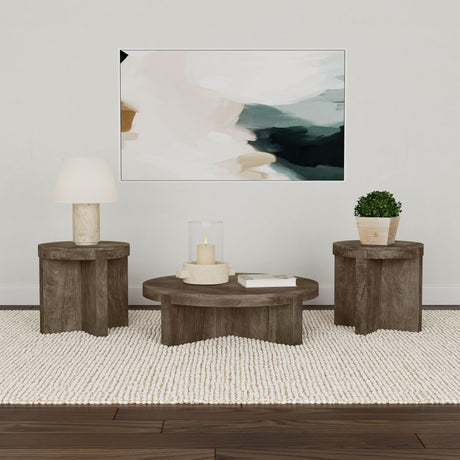 Tampa Furniture Outlet - Coaster - Kinkaid 3-piece Solid Wood Coffee and End Table Set Brown - 710138-S3
