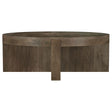 Tampa Furniture Outlet - Coaster - Kinkaid Round Solid Mango Wood Coffee Table Brown - 710138