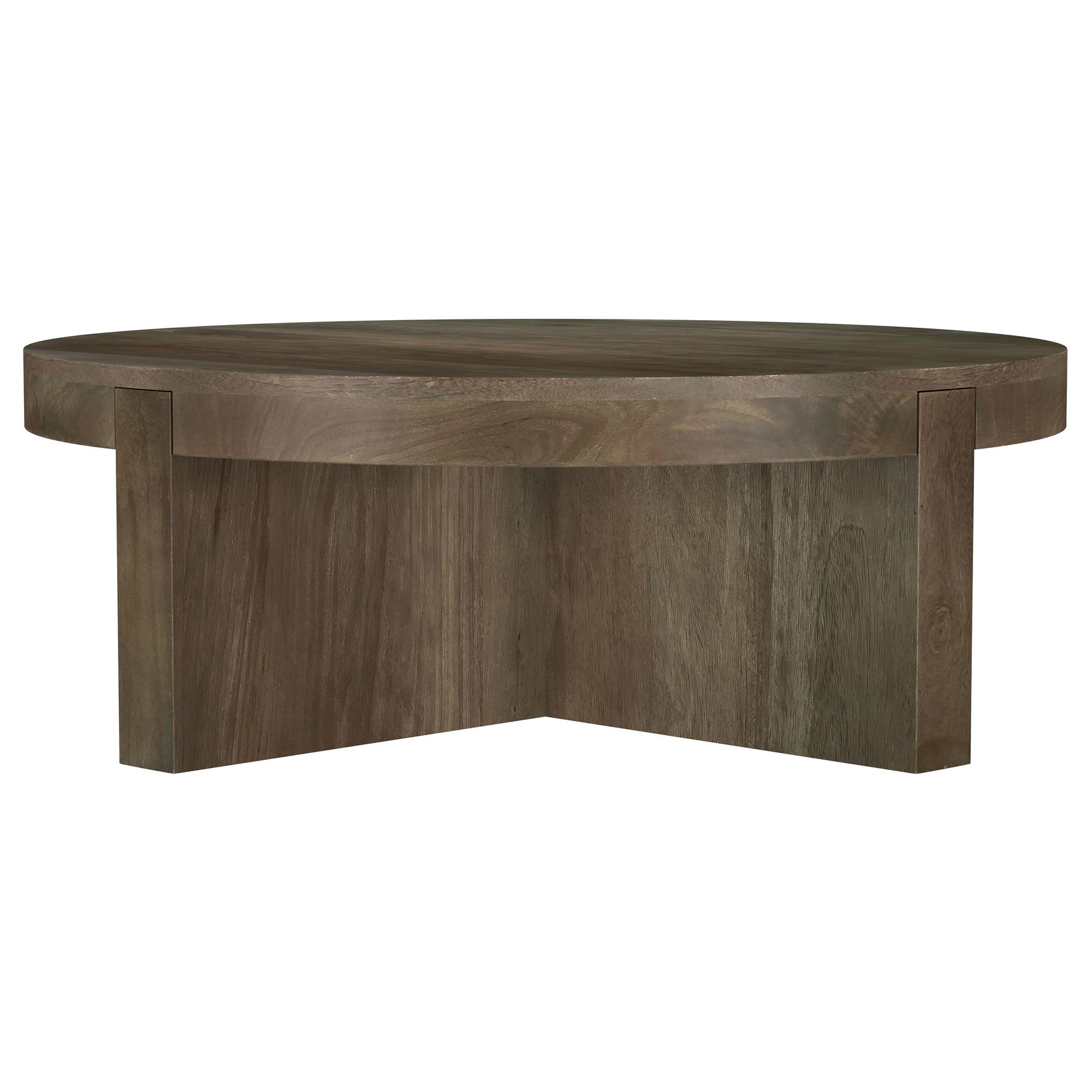 Kinkaid Round Solid Mango Wood Coffee Table Brown - Tampa Furniture Outlet