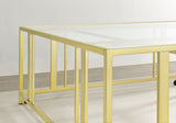Adri Square Glass Top Coffee Table with Casters Matte Brass - Tampa Furniture Outlet