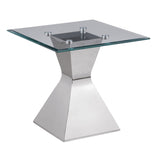 Tampa Furniture Outlet - Coaster - Jenny Glass Top Stainless Steel Side End Table Chrome - 710207