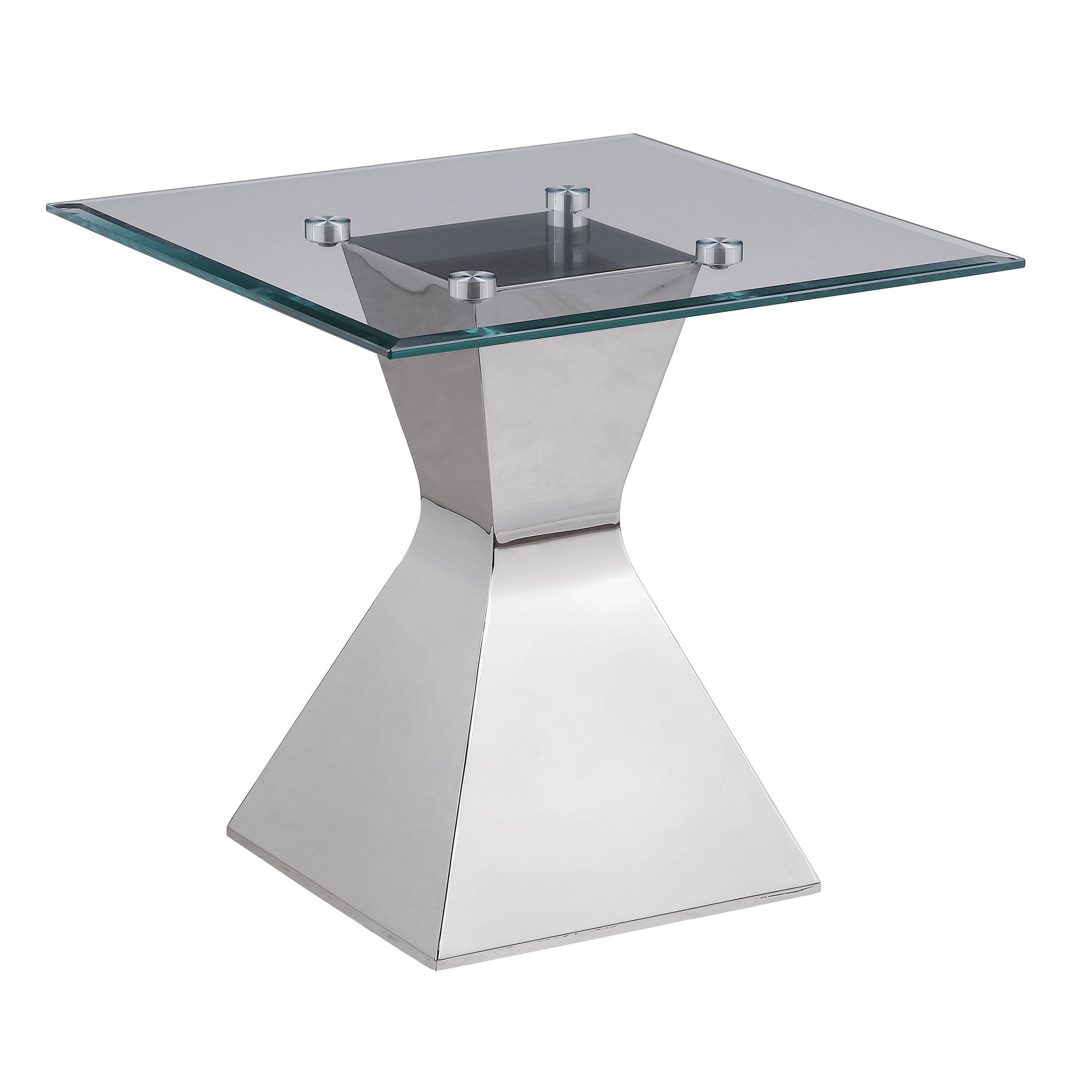 Tampa Furniture Outlet - Coaster - Jenny Glass Top Stainless Steel Side End Table Chrome - 710207