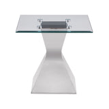 Jenny Glass Top Stainless Steel Side End Table Chrome - Tampa Furniture Outlet
