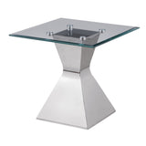 Jenny Glass Top Stainless Steel Side End Table Chrome - Tampa Furniture Outlet