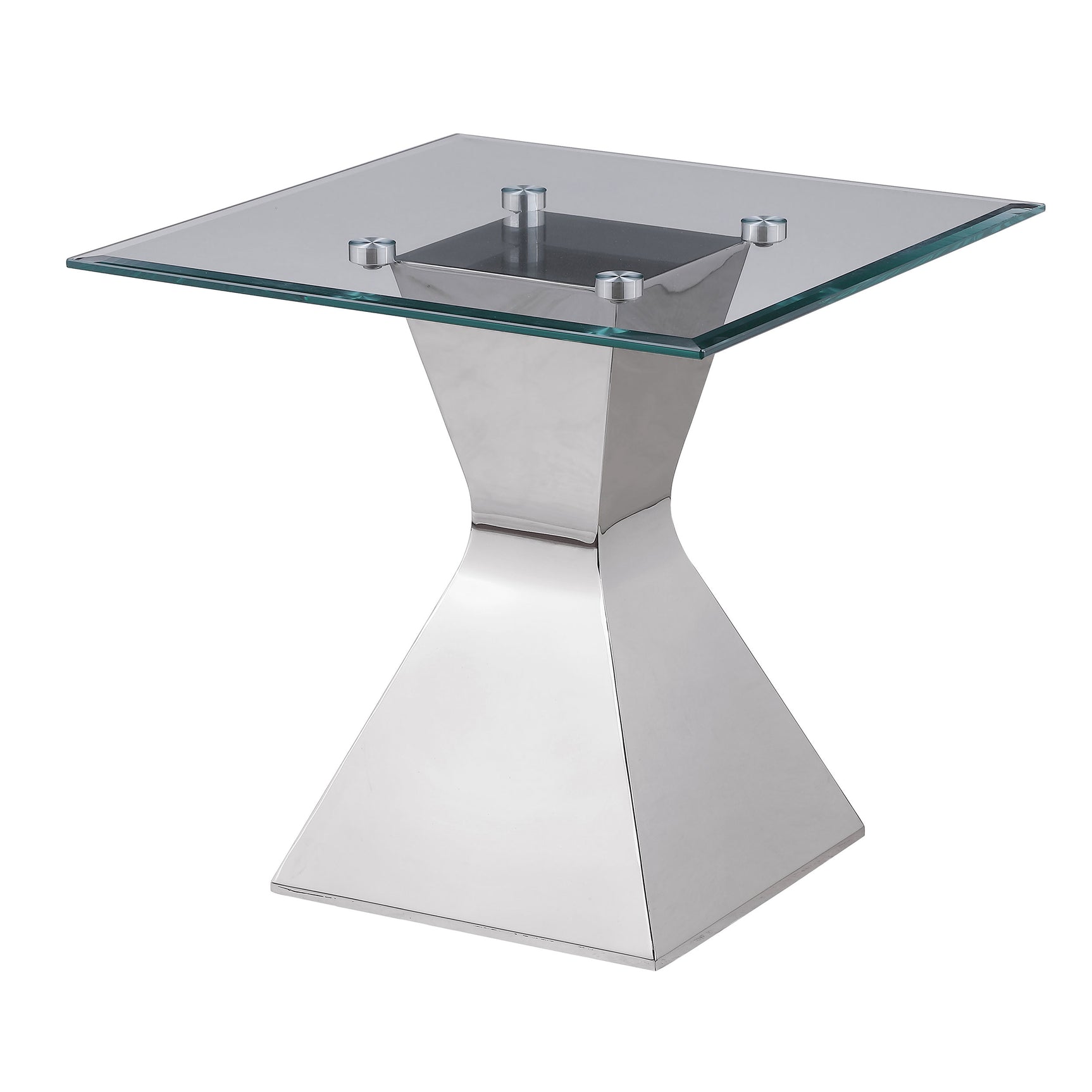 Jenny Glass Top Stainless Steel Side End Table Chrome - Tampa Furniture Outlet