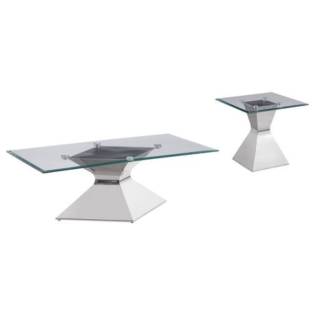 Jenny 2-piece Rectangular Coffee and End Table Set Chrome - Tampa Furniture Outlet