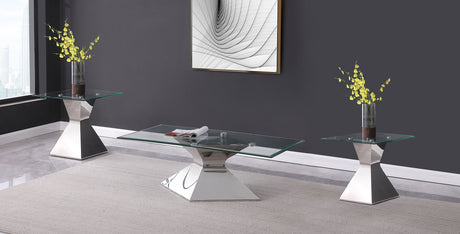 Tampa Furniture Outlet - Coaster - Jenny 3-piece Rectangular Coffee and End Table Set Chrome - 710208-S3