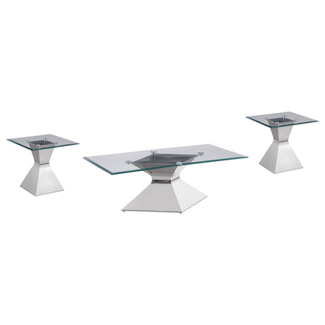Jenny 3-piece Rectangular Coffee and End Table Set Chrome - Tampa Furniture Outlet