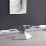 Jenny Glass Top Stainless Steel Coffee Table Chrome - Tampa Furniture Outlet