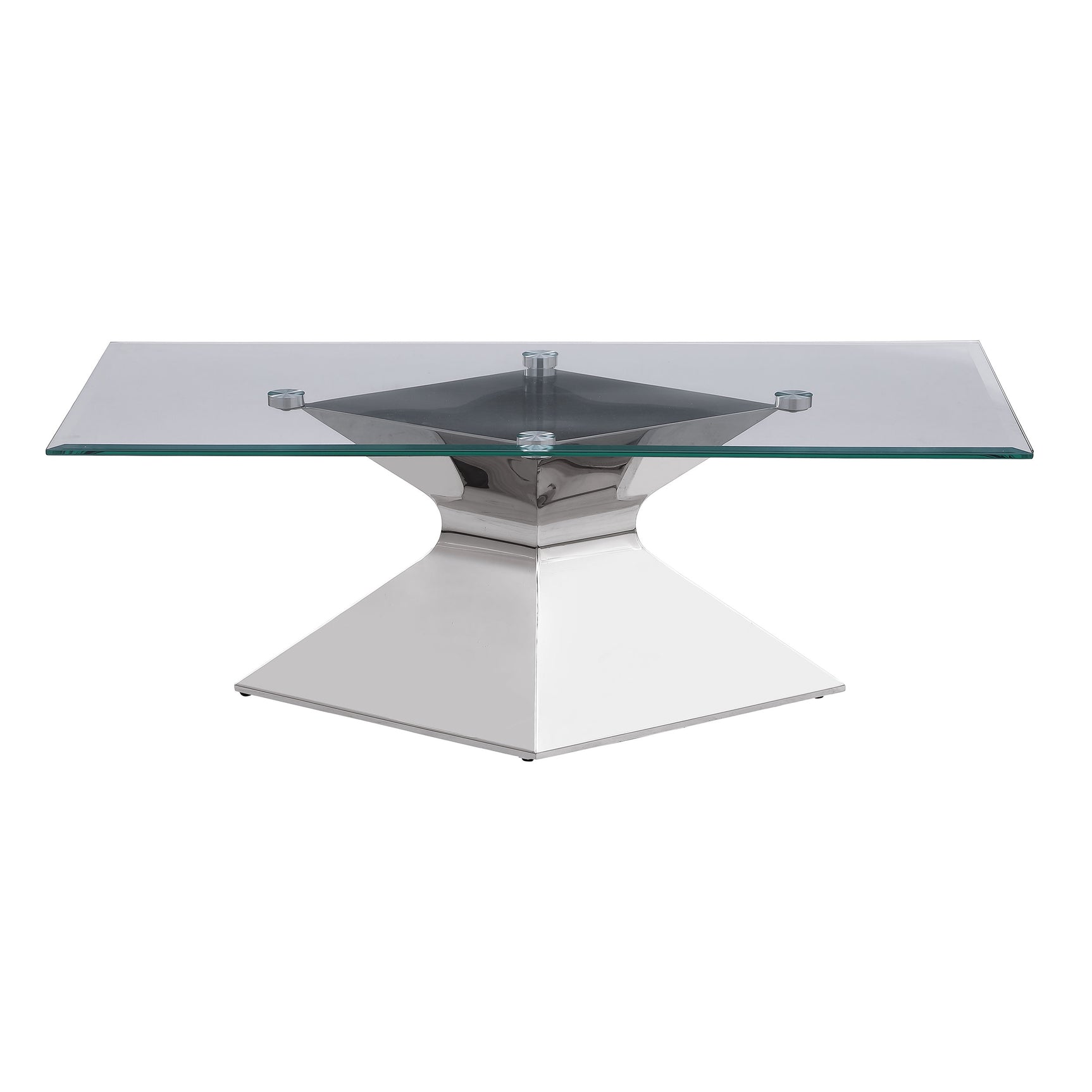 Jenny Glass Top Stainless Steel Coffee Table Chrome - Tampa Furniture Outlet