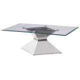Jenny Glass Top Stainless Steel Coffee Table Chrome - Tampa Furniture Outlet