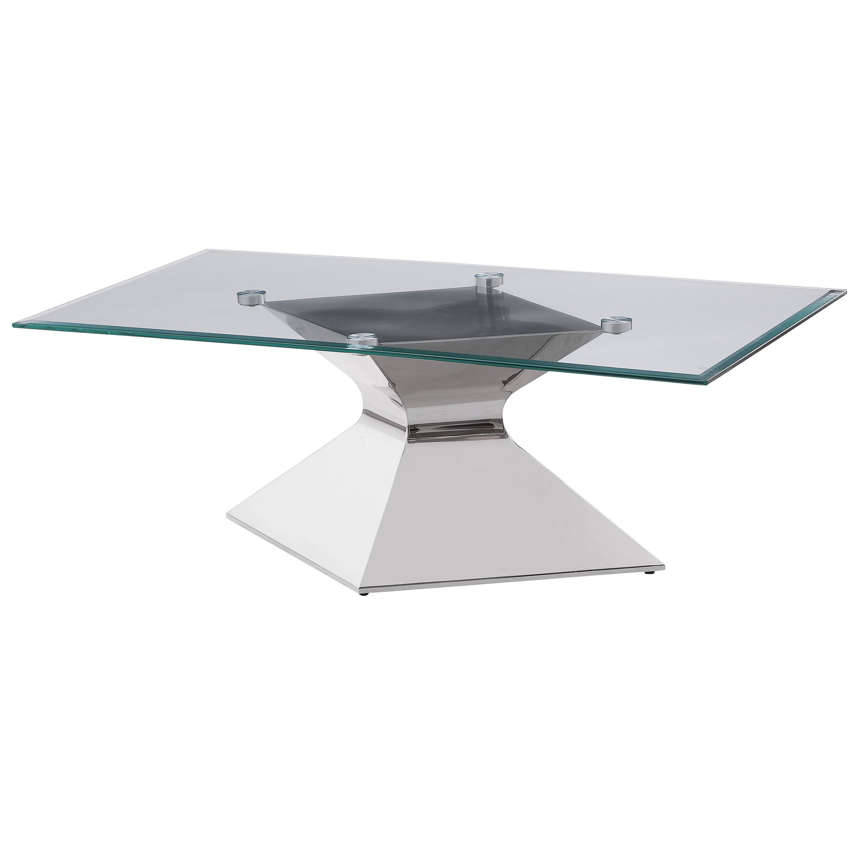 Jenny Glass Top Stainless Steel Coffee Table Chrome - Tampa Furniture Outlet