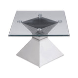 Jenny Glass Top Stainless Steel Coffee Table Chrome - Tampa Furniture Outlet