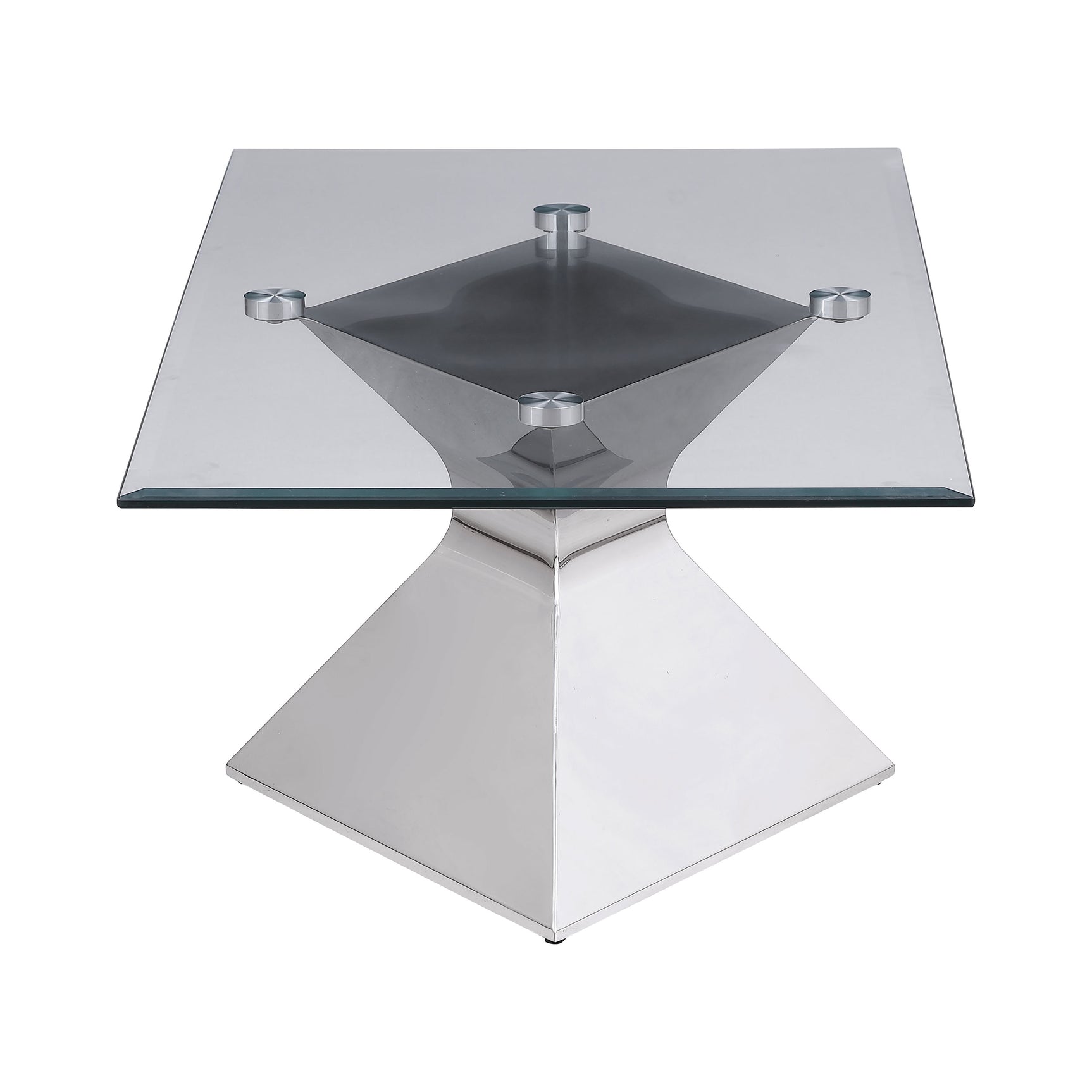 Jenny Glass Top Stainless Steel Coffee Table Chrome - Tampa Furniture Outlet