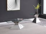 Jenny Glass Top Stainless Steel Coffee Table Chrome - Tampa Furniture Outlet