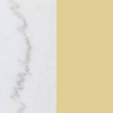 Jonelle Round Glass Top End Table White Marble Shelf Gold - Tampa Furniture Outlet