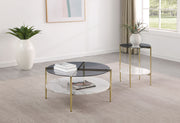Tampa Furniture Outlet - Coaster - Jonelle 2-piece Round Coffee and End Table Set Gold - 710338-S2